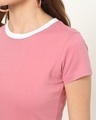 Shop Women's Heather Rose Varsity Half Sleeve Round Neck T-shirt