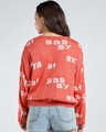 Shop Women's Hot Coral Pink All Over Printed Oversized Sweater-Full