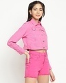 Shop Women's Hot Pink Denim Cropped Jacket-Design