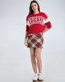 Shop Women's Hot Red & Off White Typography Oversized Sweater