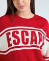 Shop Women's Hot Red & Off White Typography Oversized Sweater