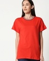 Shop Imperial Red Boyfriend Varsity Rib T-shirt-Front