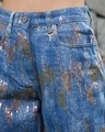 Shop Women's Indigo Blue Embellished Straight Fit Jeans