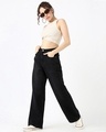 Shop Women's Jet Black Washed Baggy Straight Fit Jeans-Full