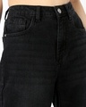 Shop Women's Jet Black Washed Baggy Straight Fit Jeans