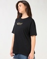 Shop Women's Jet Black Blessed Graphic Printed Oversized T-shirt-Full