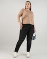 Shop Women's Jet Black Distressed Slim Fit Plus Size Jeans-Full