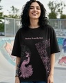 Shop Women's Jet Black Doodles Desh Graphic Printed Oversized T-shirt-Front