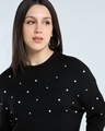 Shop Women's Jet Black Embellished Oversized Sweater