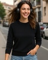Shop Women's Jet Black Oversized Sweater-Front