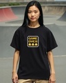 Shop Women's Jet Black Game Over Graphic Printed Boyfriend T-shirt-Front