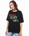 Shop Women's Jet Black Hogwarts Home Graphic Printed T-shirt-Full