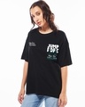 Shop Women's Jet Black Jump Rope Graphic Printed Oversized T-shirt