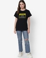 Shop Women's Jet Black Kaafi Sanskari Typography Boyfriend T-shirt-Full