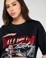 Shop Women's Jet Black Kawaii Racing Graphic Printed Oversized T-shirt