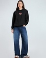 Shop Women's Jet Black Minion Harmony Graphic Printed Oversized Hoodies