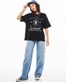 Shop Women's Jet Black Nevermore Academy Graphic Printed Oversized T-shirt