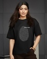 Shop Women's Jet Black One Of A Kind Graphic Printed Oversized T-shirt-Front