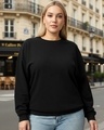 Shop Women's Jet Black Oversized Plus Size Sweatshirt-Front