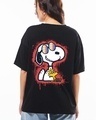 Shop Women's Jet Black Snoopy King Graphic Printed Oversized T-shirt-Front