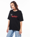 Shop Women's Jet Black Snoopy King Graphic Printed Oversized T-shirt-Full