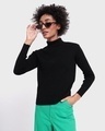 Shop Women's Black High Neck Sweater-Front