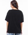 Shop Women's Jet Black Stranger Things Logo Typography Oversized T-shirt-Full