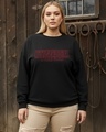 Shop Women's Jet Black Stranger Things Typography Oversized Plus Size Sweatshirt-Front