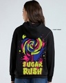 Shop Women's Jet Black Sugar Rush Graphic Printed Oversized Hoodies-Full