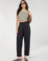 Shop Women's Jet Black Tapered Fit Ankle Length Pants-Full