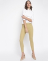 Shop Women's Khaki Skinny Fit Jeggings-Full