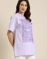 Shop Women's Lavender Graphic Oversized T-Shirt-Front