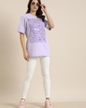 Shop Women's Lavender Graphic Oversized T-Shirt