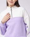 Shop Women's Lavender & Off-White Color Block Jumper Dress-Full