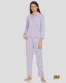 Shop Women's Lavender Printed Stylish Night Suit-Front