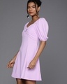Shop Women's Lavender Puff Sleeve Twisted Detail Dress-Design