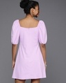 Shop Women's Lavender Puff Sleeve Twisted Detail Dress-Full
