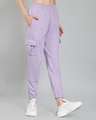 Shop Women's Lavender Slim Fit Cargo Joggers-Front