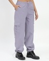 Shop Women's Lavender Tapered Fit Cargo Parachute Pants-Design