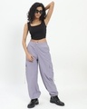 Shop Women's Lavender Tapered Fit Cargo Parachute Pants