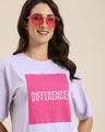 Shop Women's Lavender Typographic Oversized T-Shirt-Front