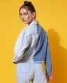 Shop Women's Light Blue Color Block Denim Jacket-Design