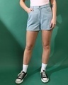 Shop Women's Light Blue Denim Shorts-Front