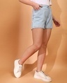 Shop Women's Light Blue Denim Shorts-Design