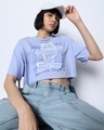 Shop Women's Light Blue Do I Care Garfield Graphic Printed Oversized Short Top-Front
