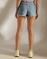 Shop Women's Light Blue Printed Denim Shorts-Full