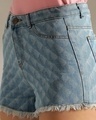 Shop Women's Light Blue Printed Denim Shorts