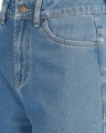 Shop Women's Light Blue Printed Wide Leg Jeans