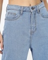 Shop Women's Light Blue Washed Baggy Straight Fit Jeans