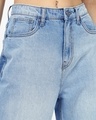 Shop Women's Light Blue Washed Baggy Straight Fit Jeans